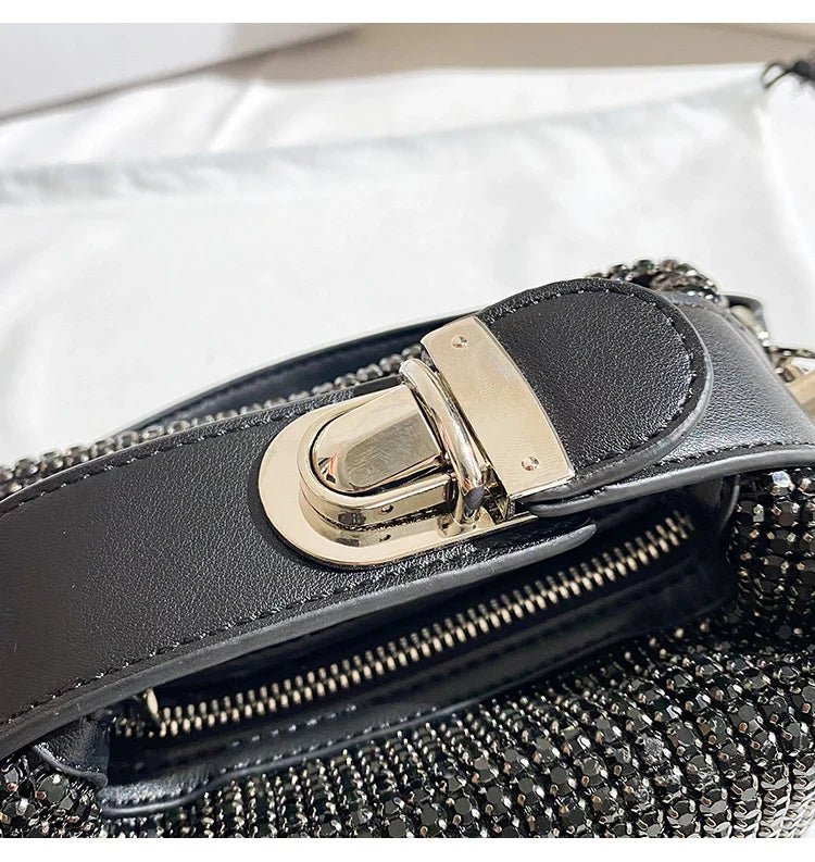 Luxury Designer Brand Silver Clutch Purse | Women's Evening Banquet Bag & Crystal Rhinestone Shoulder Bag (Fashion Handbags) - Luzilly Bridal & Apparel