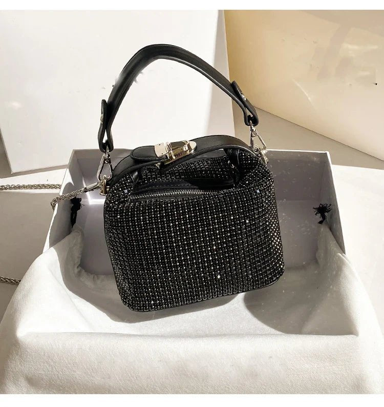 Luxury Designer Brand Silver Clutch Purse | Women's Evening Banquet Bag & Crystal Rhinestone Shoulder Bag (Fashion Handbags) - Luzilly Bridal & Apparel