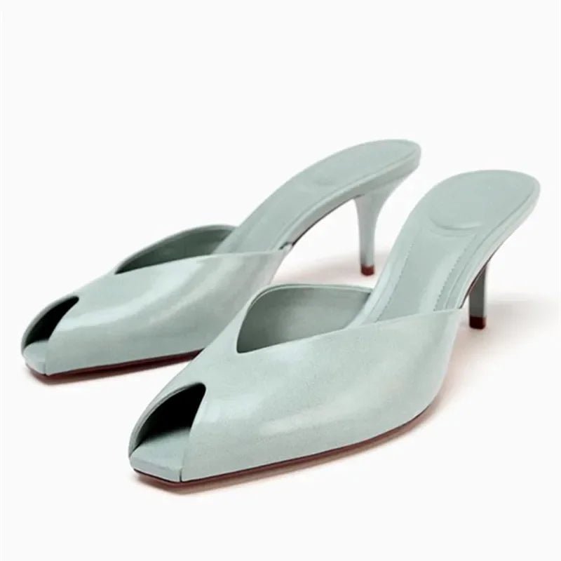 Luxury Designer Gold Heeled Slippers Women Sexy Open Toe Elegant Slide Sandals for Ladies Wedding Bridal Pumps Zapatos De Mujer - Luzilly Bridal & Apparel