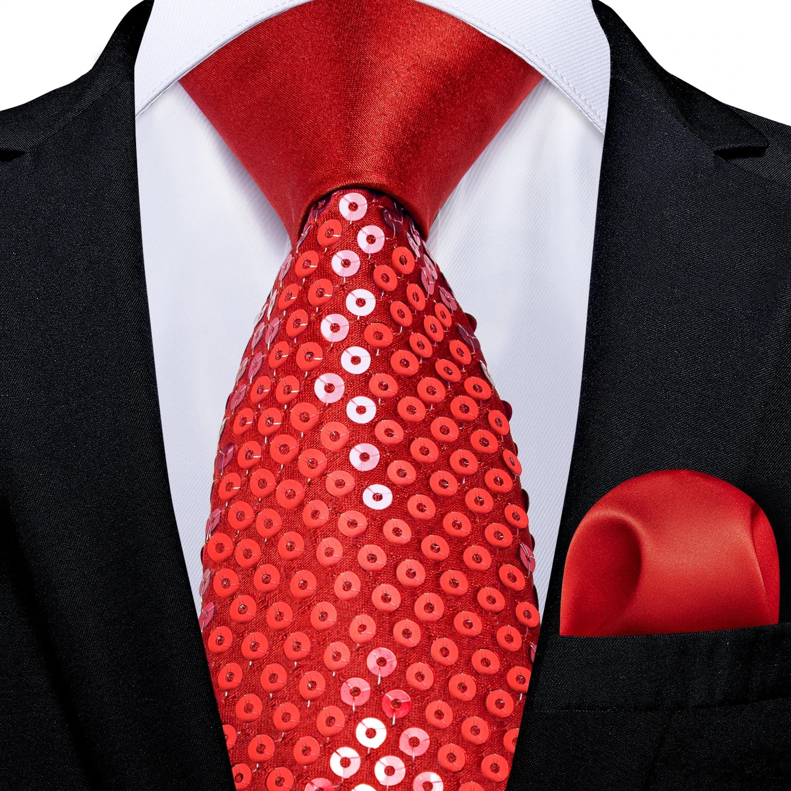Luxury Floral Striped Solid Men's 8 cm Red Silk Tie Set Handkerchief Cufflinks Business Wedding Prom Groom Accsessories Gift Men - Luzilly Bridal & Apparel
