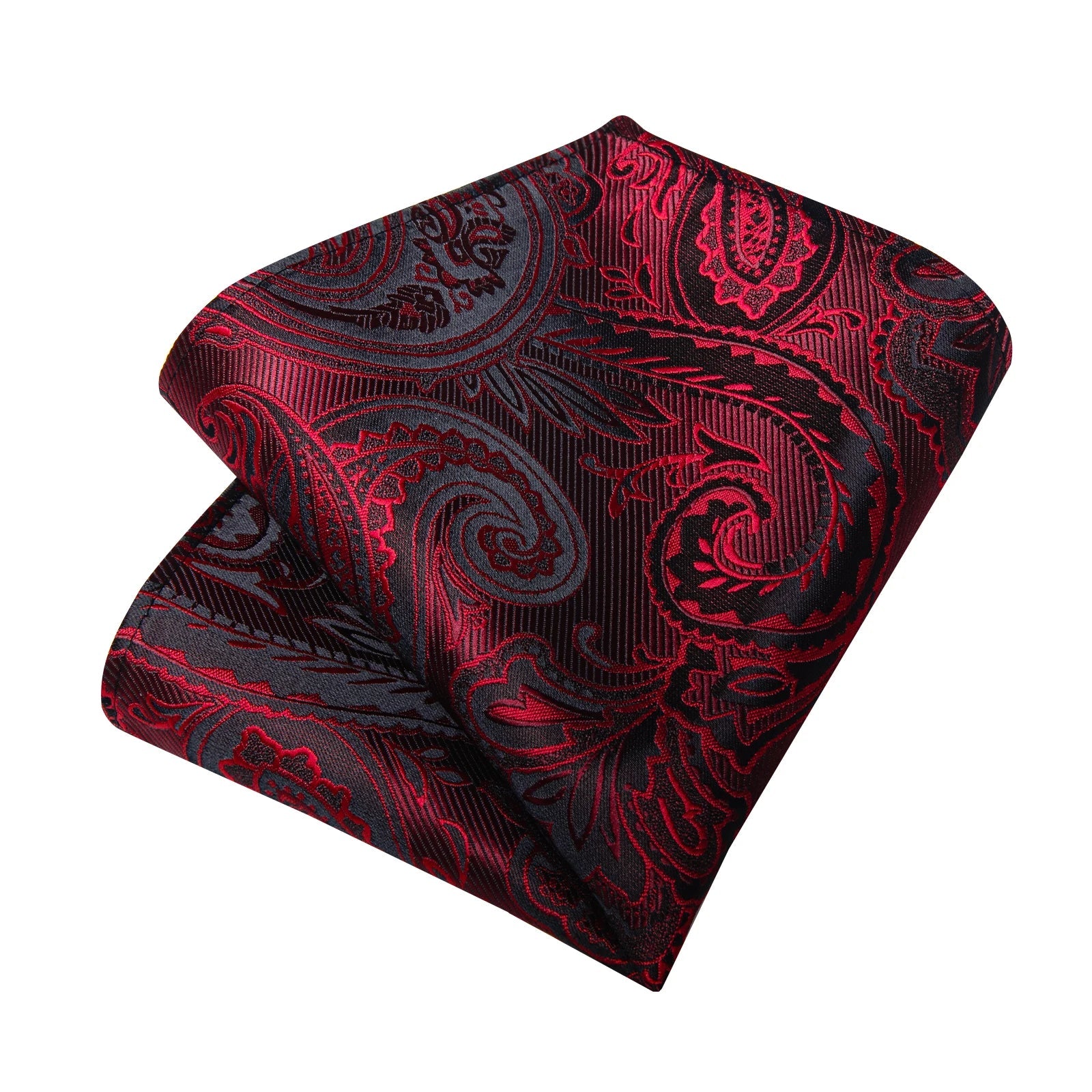 Luxury Floral Striped Solid Men's 8 cm Red Silk Tie Set Handkerchief Cufflinks Business Wedding Prom Groom Accsessories Gift Men - Luzilly Bridal & Apparel