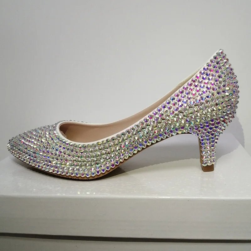 Luxury Full Rhinestone Wedding Pumps Glitter Crystal Stiletto Heels Pointed Toe 10 cm High Heels Ladies Evening Dress Shoes - Luzilly Bridal & Apparel