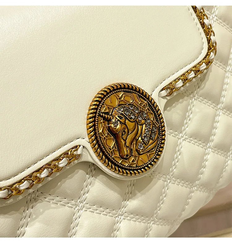 Luxury Genuine Leather Chain Shoulder Bag for Women | New Designer Large Capacity Underarm Handbag (Diamond Lattice) - Luzilly Bridal & Apparel