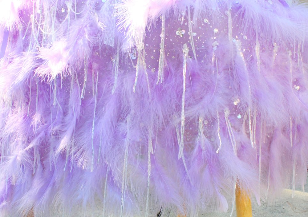Luxury Lavender Feather Dog Wedding Gown with Crystal Details - Luzilly Bridal & Apparel