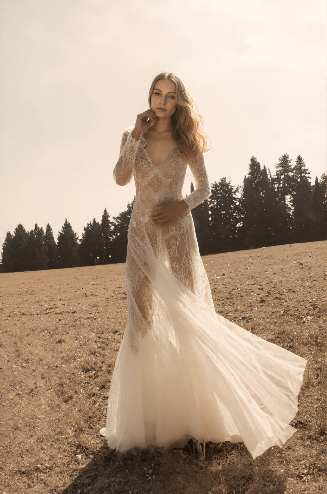 Luxury Long Sleeve Lace Sheer Robe Dress | Bridal Getting Ready & Boudoir Gown - Luzilly Bridal & Apparel