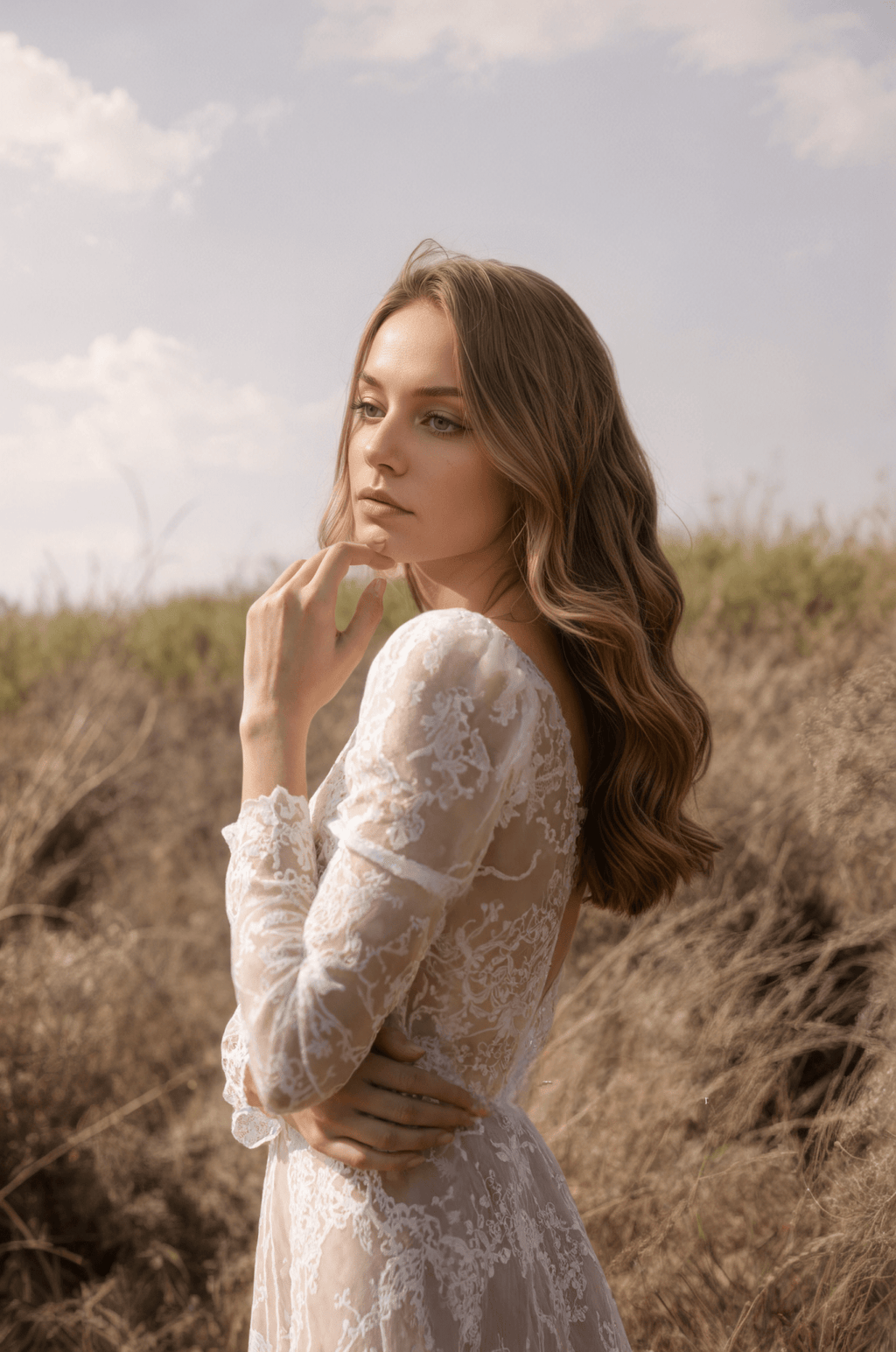 Luxury Long Sleeve Lace Sheer Robe Dress | Bridal Getting Ready & Boudoir Gown - Luzilly Bridal & Apparel