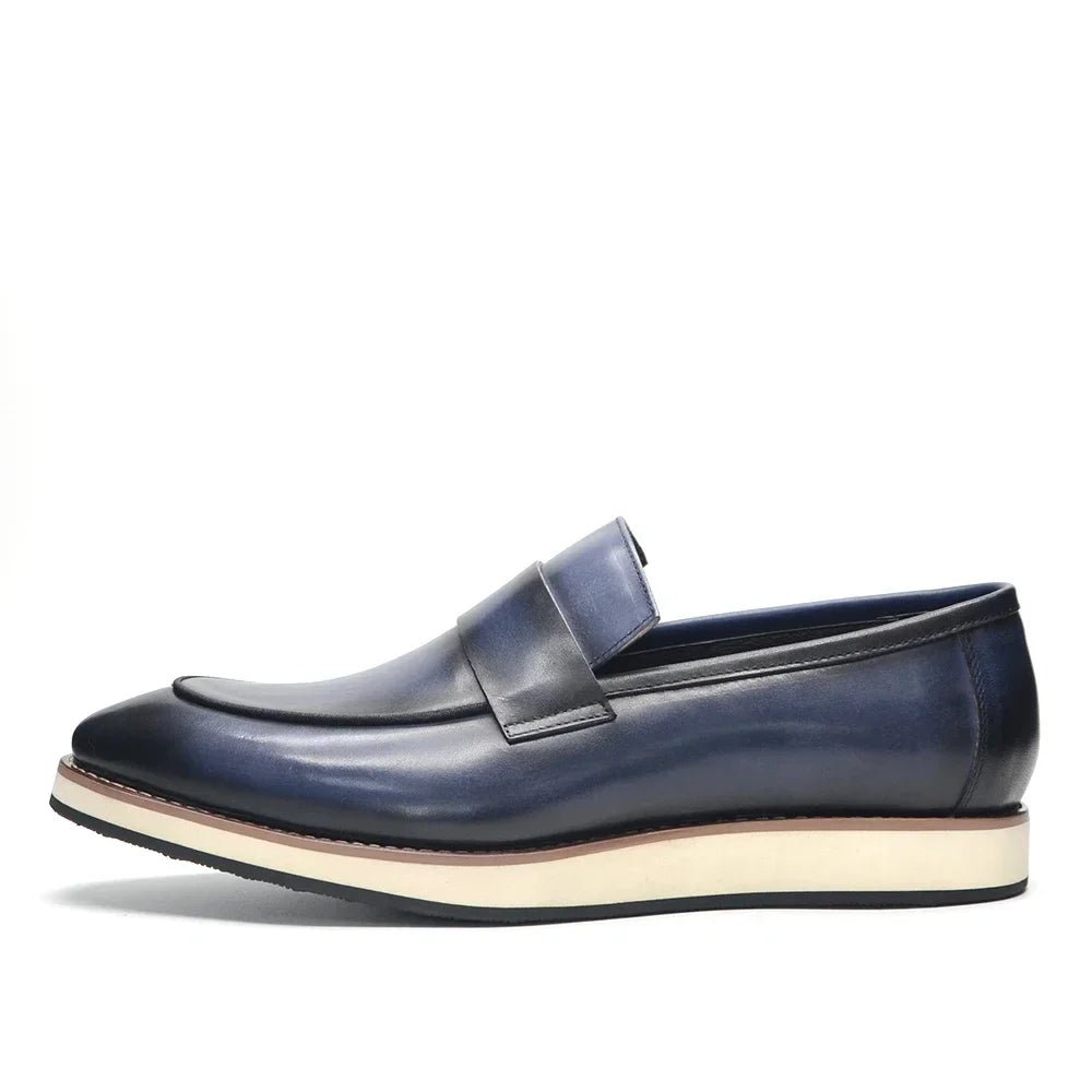 Luxury Men's Duotone Plain Toe Oxfords | Real Leather Wingtip Brogue Casual Dress Shoes (Height Increasing) - Luzilly Bridal & Apparel