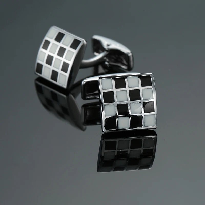 Luxury men's French shirt cufflinks classic square blue and black retro patterns cuff buttons suit accessories jewelry wholesale - Luzilly Bridal & Apparel