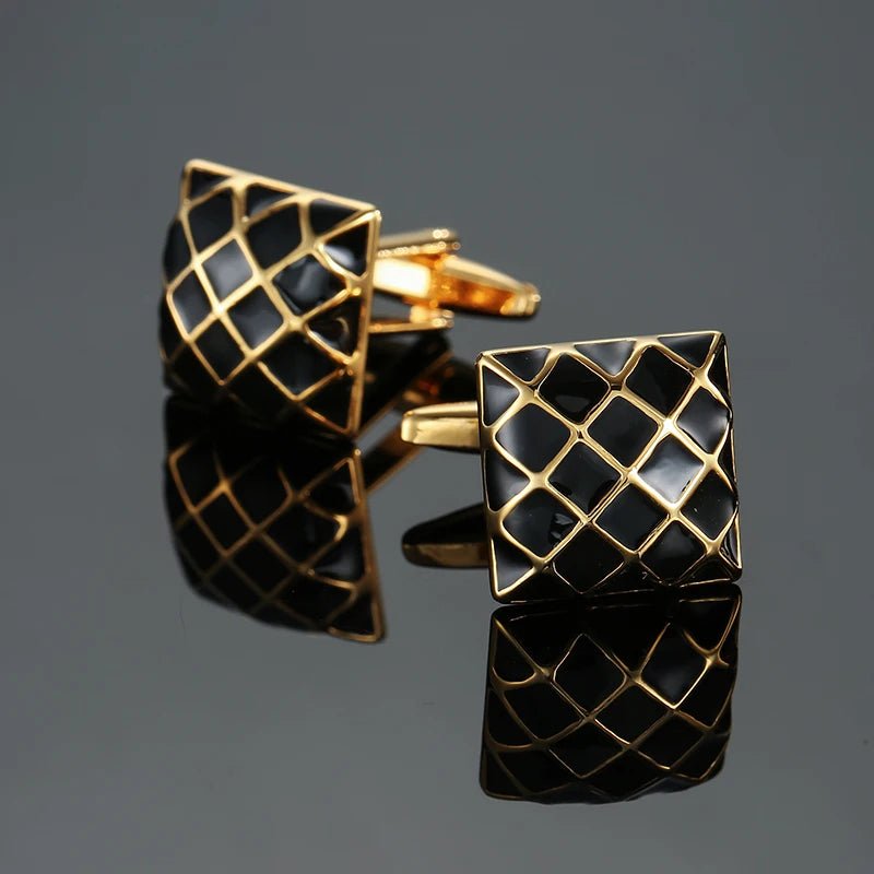 Luxury men's French shirt cufflinks classic square blue and black retro patterns cuff buttons suit accessories jewelry wholesale - Luzilly Bridal & Apparel