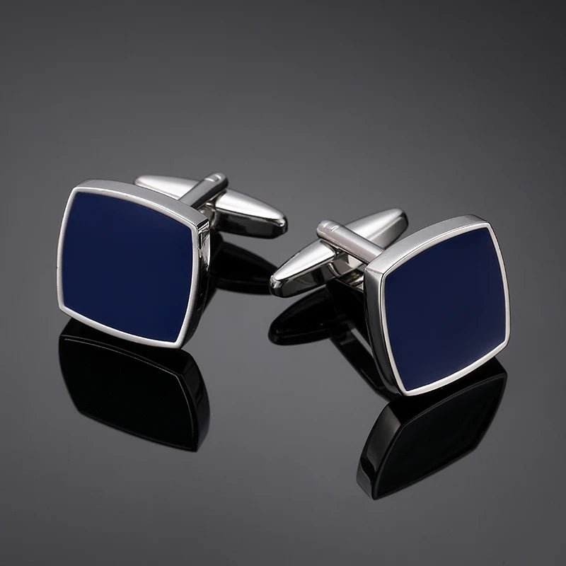 Luxury men's French shirt cufflinks classic square blue and black retro patterns cuff buttons suit accessories jewelry wholesale - Luzilly Bridal & Apparel