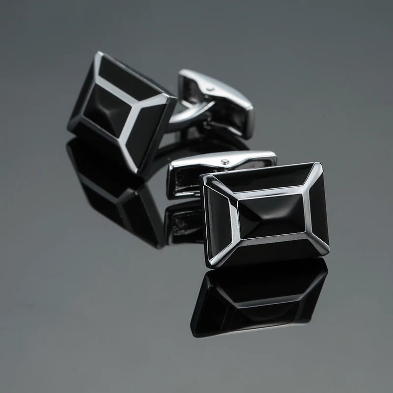 Luxury men's French shirt cufflinks classic square blue and black retro patterns cuff buttons suit accessories jewelry wholesale - Luzilly Bridal & Apparel