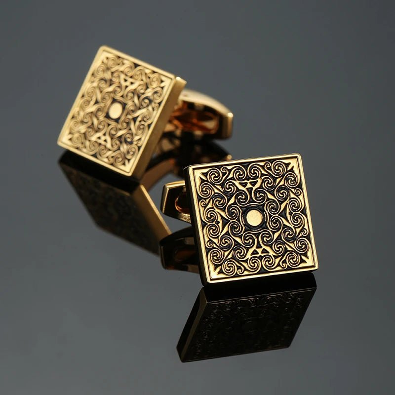 Luxury men's French shirt cufflinks classic square blue and black retro patterns cuff buttons suit accessories jewelry wholesale - Luzilly Bridal & Apparel