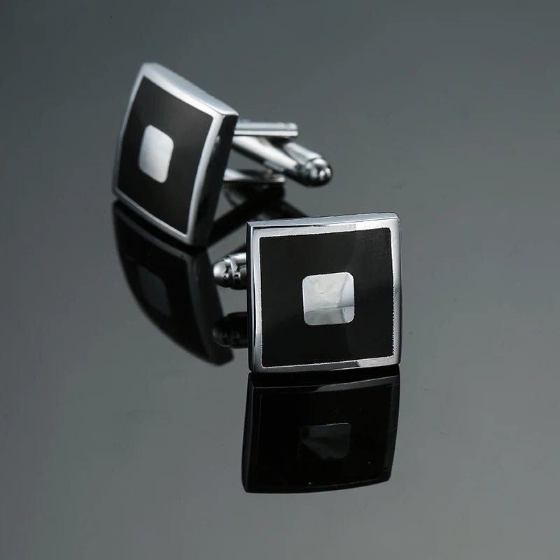 Luxury men's French shirt cufflinks classic square blue and black retro patterns cuff buttons suit accessories jewelry wholesale - Luzilly Bridal & Apparel