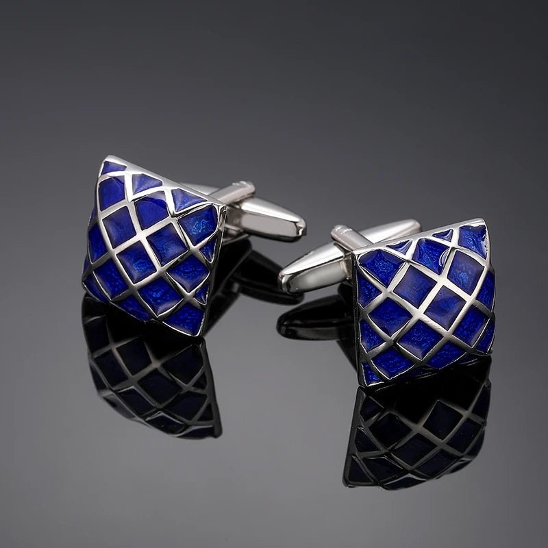 Luxury men's French shirt cufflinks classic square blue and black retro patterns cuff buttons suit accessories jewelry wholesale - Luzilly Bridal & Apparel