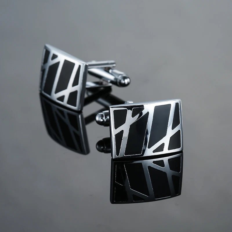 Luxury men's French shirt cufflinks classic square blue and black retro patterns cuff buttons suit accessories jewelry wholesale - Luzilly Bridal & Apparel