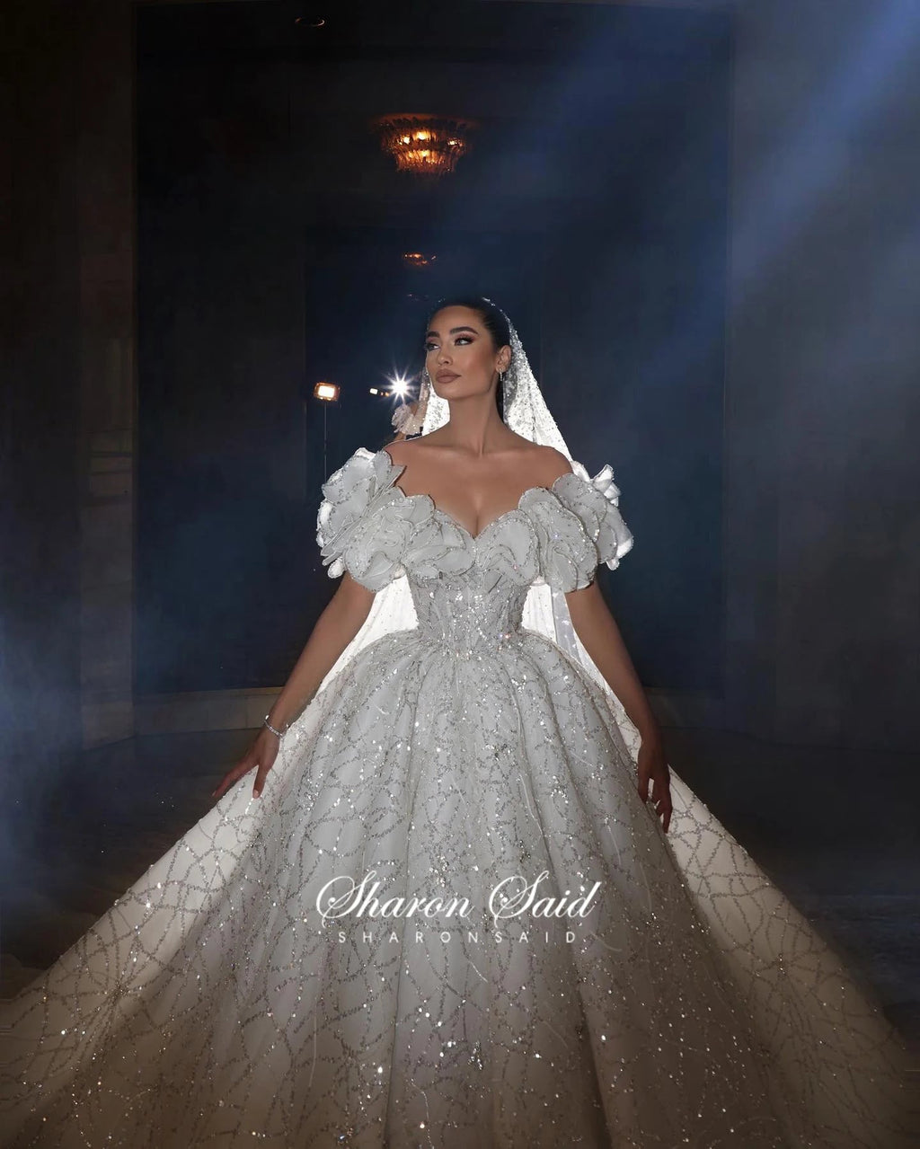Luxury Off-Shoulder Ball Gown Wedding Dress - Luzilly Bridal & Apparel