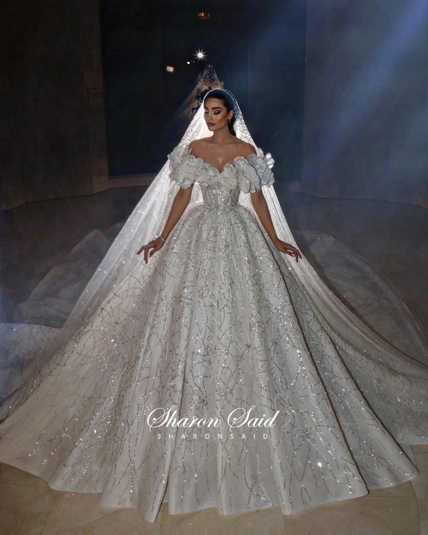 Luxury Off-Shoulder Ball Gown Wedding Dress - Luzilly Bridal & Apparel