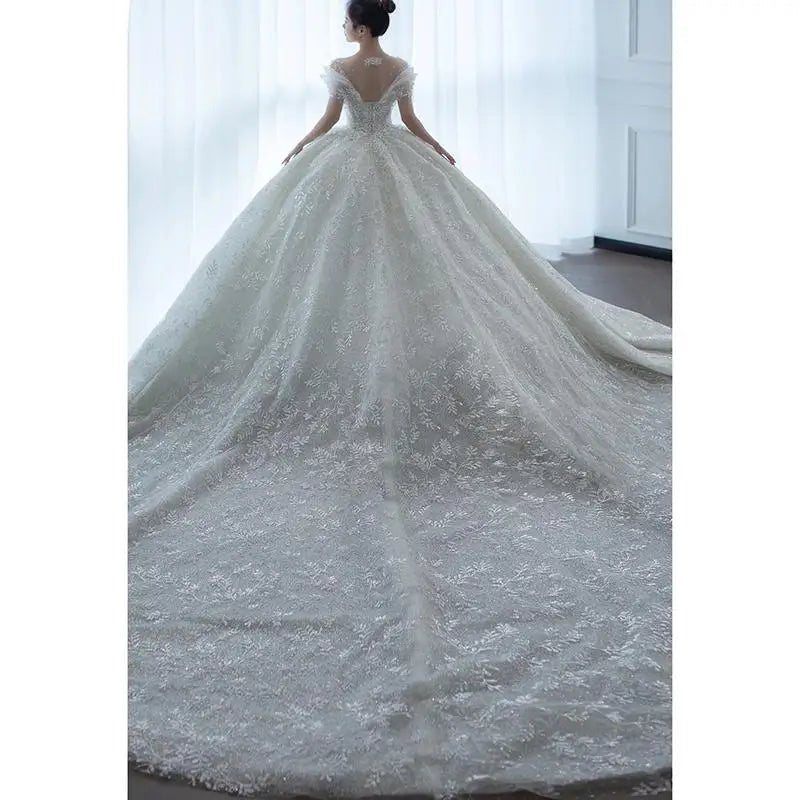 Luxury Princess Wedding Gown With Pearls EDW237 - Luzilly Bridal & Apparel