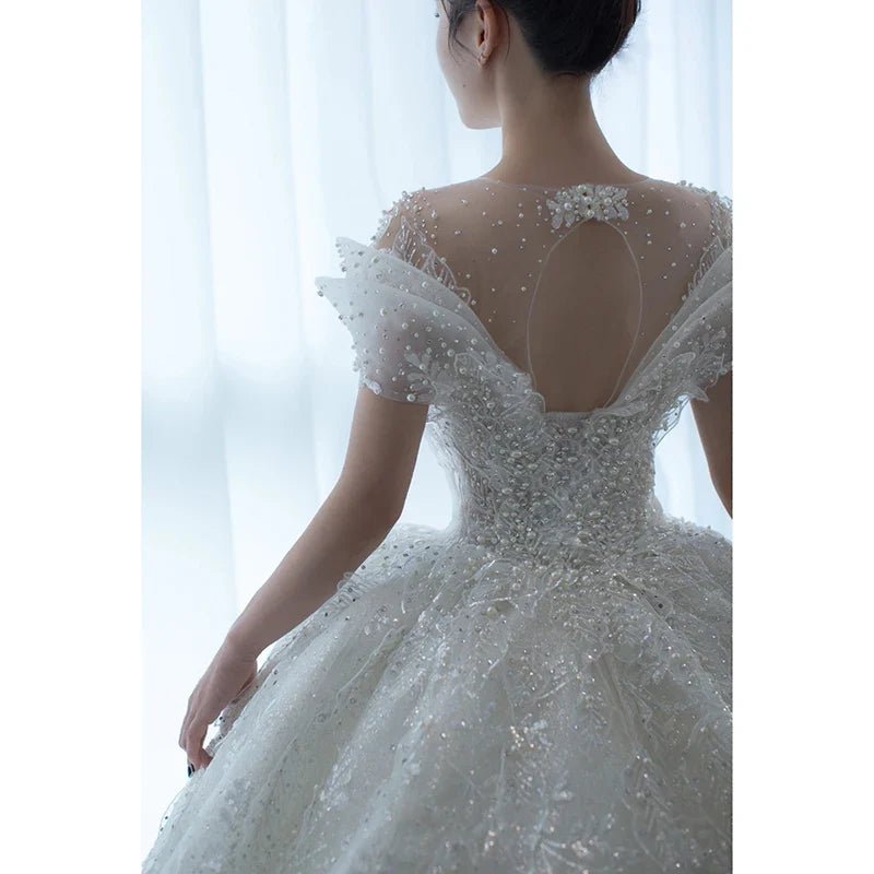 Luxury Princess Wedding Gown With Pearls EDW237 - Luzilly Bridal & Apparel