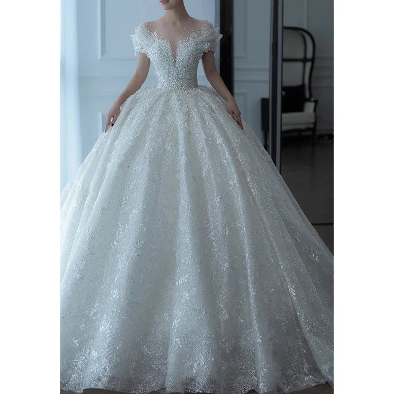 Luxury Princess Wedding Gown With Pearls EDW237 - Luzilly Bridal & Apparel