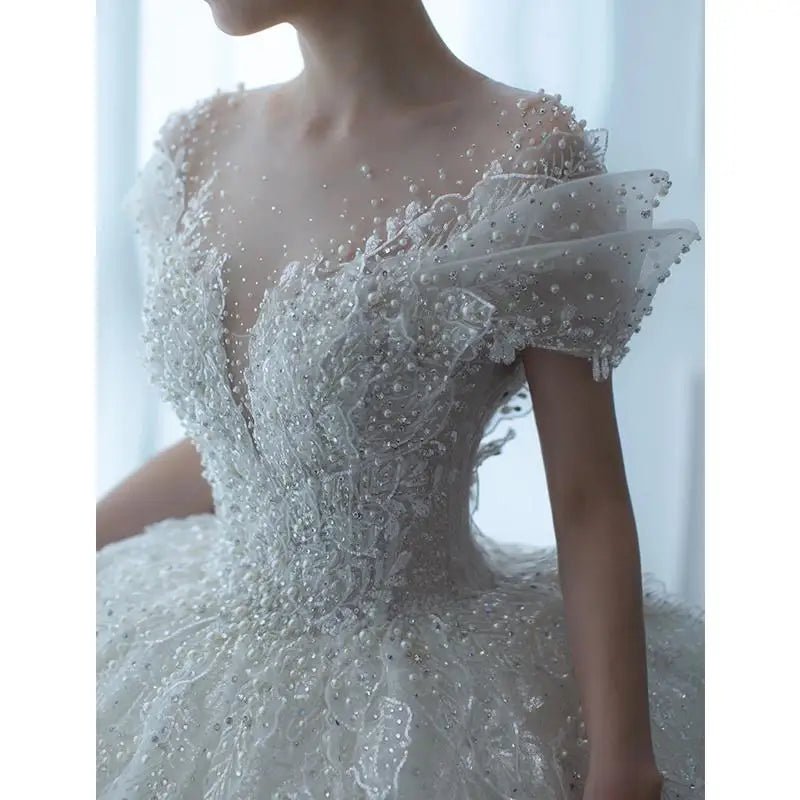 Luxury Princess Wedding Gown With Pearls EDW237 - Luzilly Bridal & Apparel