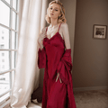 Luxury Satin & Lace Long Nightgown with Robe – Elegant Loungewear - Luzilly Bridal & Apparel