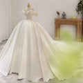 Luxury Satin V-Neck Short Sleeve Wedding Dress EDW459 - Luzilly Bridal & Apparel
