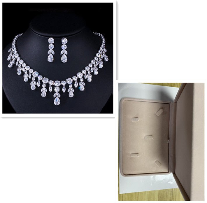 Luxury Water Drop Big Suit Super Flash AAA Zircon Bridal Party Dress High-end Accessories - Luzilly Bridal & Apparel