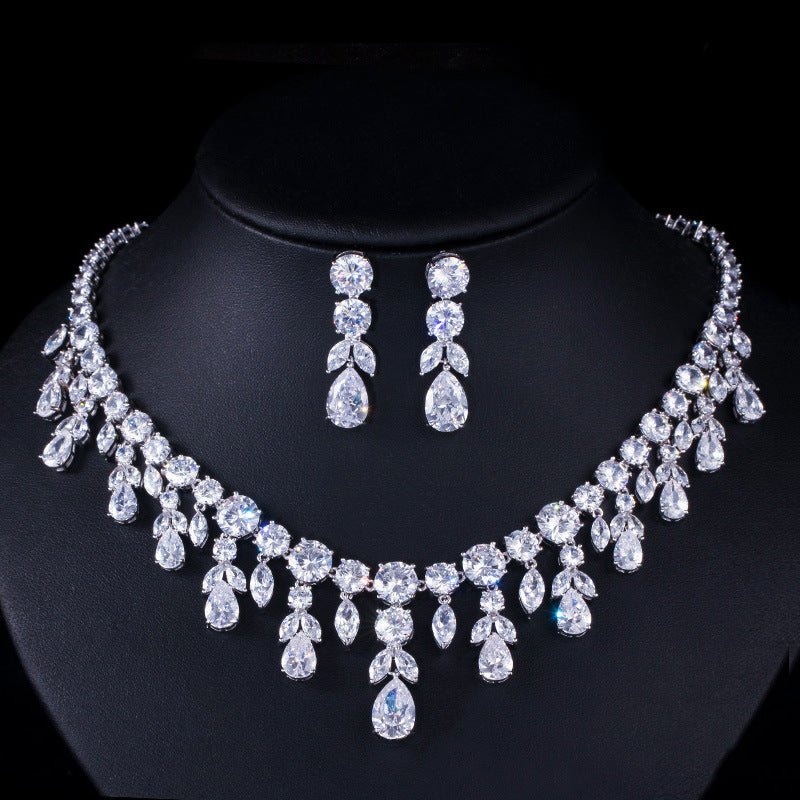 Luxury Water Drop Big Suit Super Flash AAA Zircon Bridal Party Dress High-end Accessories - Luzilly Bridal & Apparel