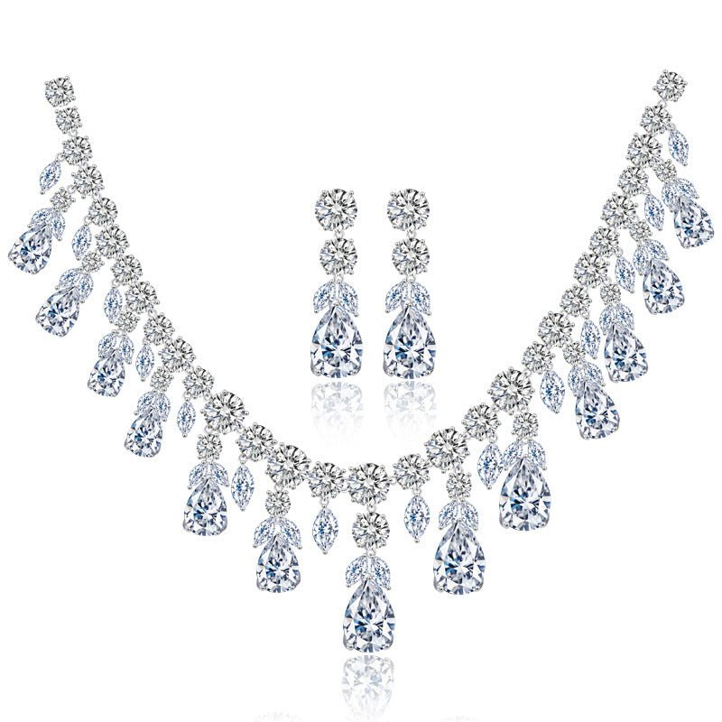 Luxury Water Drop Big Suit Super Flash AAA Zircon Bridal Party Dress High-end Accessories - Luzilly Bridal & Apparel