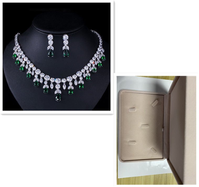 Luxury Water Drop Big Suit Super Flash AAA Zircon Bridal Party Dress High-end Accessories - Luzilly Bridal & Apparel