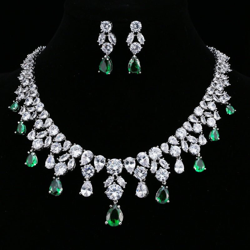 Luxury Water Drop Big Suit Super Flash AAA Zircon Bridal Party Dress High-end Accessories - Luzilly Bridal & Apparel
