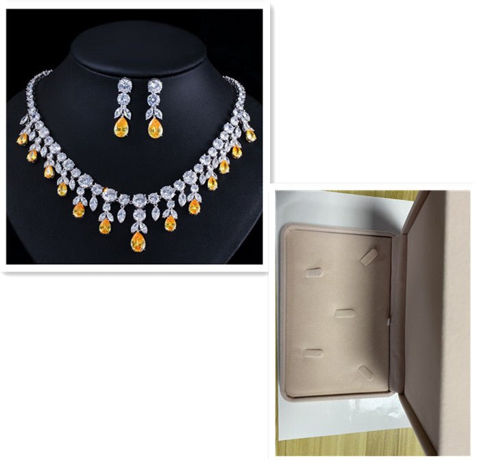 Luxury Water Drop Big Suit Super Flash AAA Zircon Bridal Party Dress High-end Accessories - Luzilly Bridal & Apparel