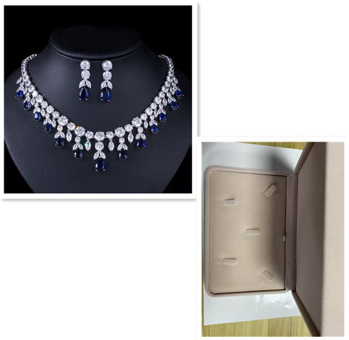 Luxury Water Drop Big Suit Super Flash AAA Zircon Bridal Party Dress High-end Accessories - Luzilly Bridal & Apparel