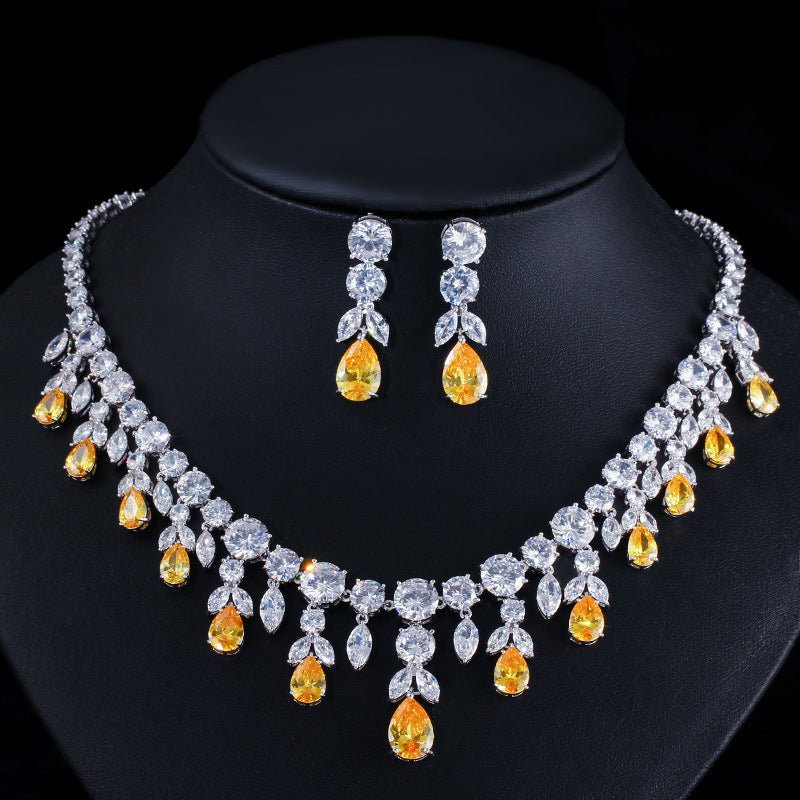 Luxury Water Drop Big Suit Super Flash AAA Zircon Bridal Party Dress High-end Accessories - Luzilly Bridal & Apparel