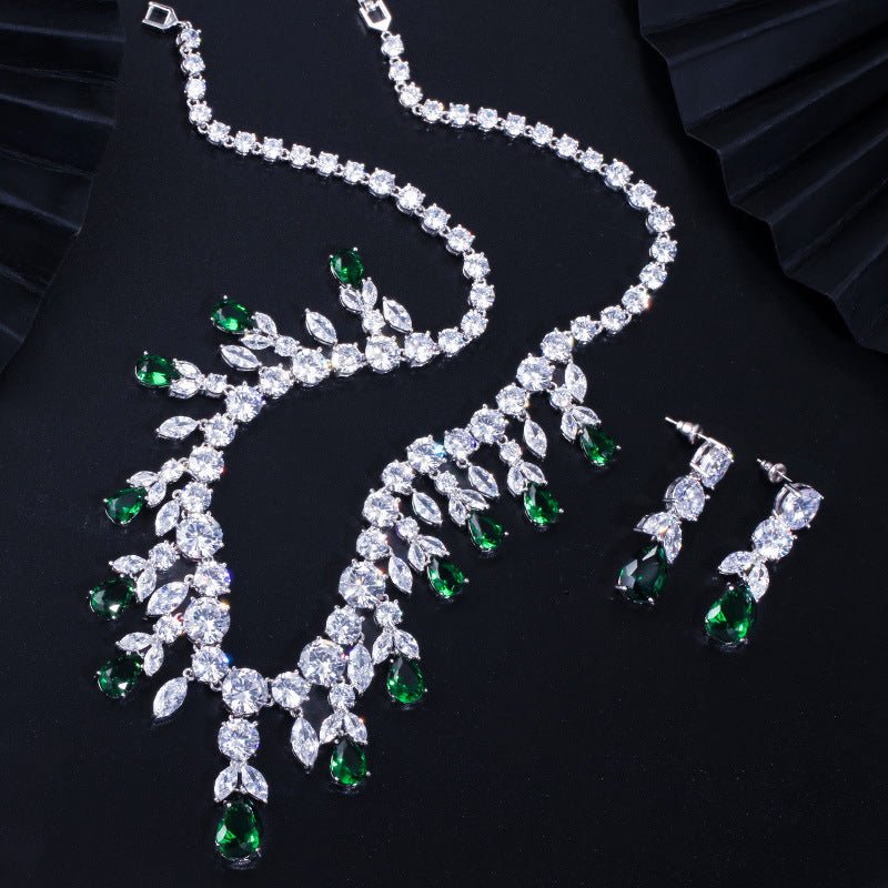 Luxury Water Drop Big Suit Super Flash AAA Zircon Bridal Party Dress High-end Accessories - Luzilly Bridal & Apparel