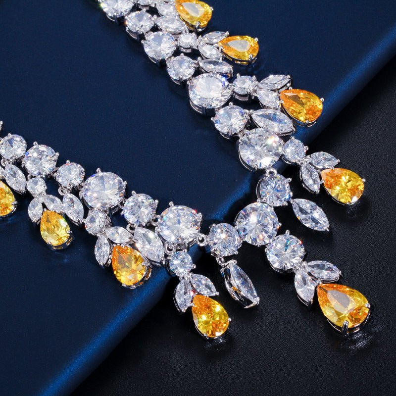 Luxury Water Drop Big Suit Super Flash AAA Zircon Bridal Party Dress High-end Accessories - Luzilly Bridal & Apparel
