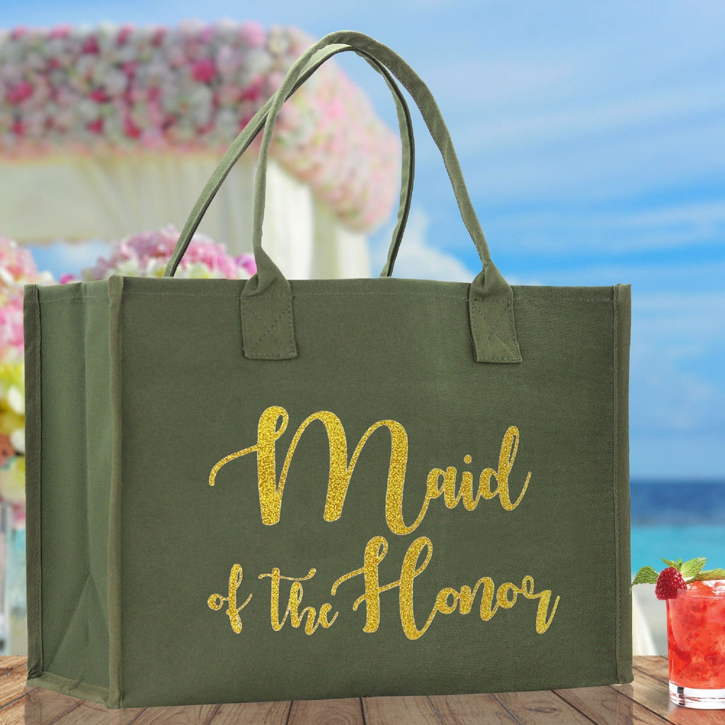 Maid of Honor Bridal Party Canvas Tote Bag - Luzilly Bridal & Apparel