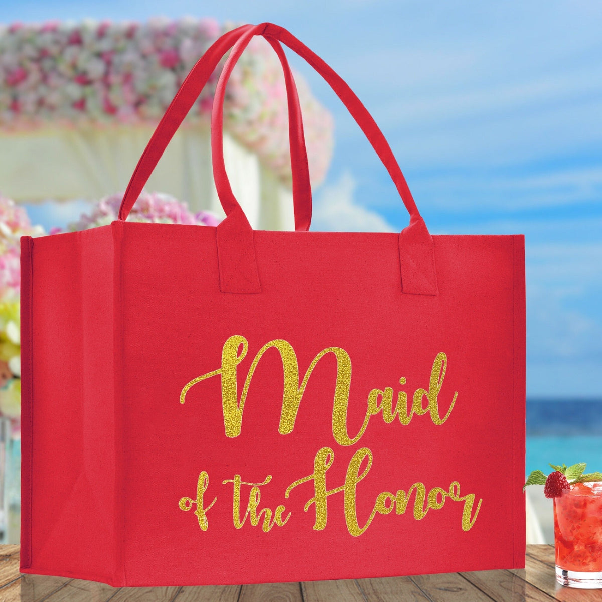 Maid of Honor Bridal Party Canvas Tote Bag - Luzilly Bridal & Apparel