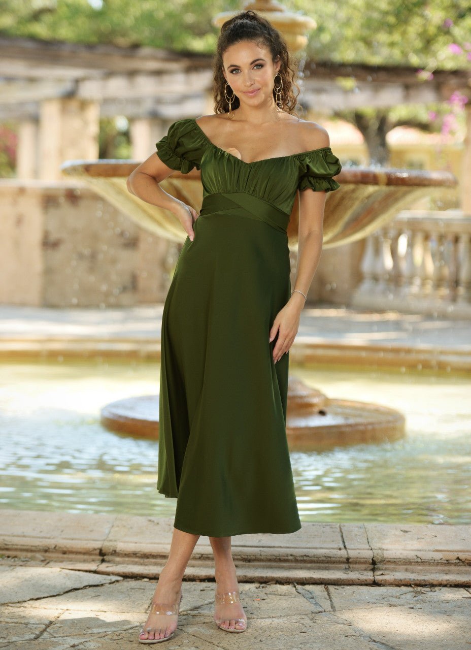 Maldives Midi Dress - Olive - Luzilly Bridal & Apparel