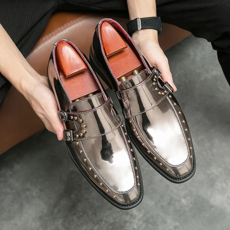 Male Golden Luxury Business Oxford Shoes Men Party Dress Patent Leather Formal Shoes Fashion Man Office Wedding Designer Shoes - Luzilly Bridal & Apparel