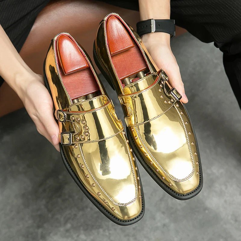 Male Golden Luxury Business Oxford Shoes Men Party Dress Patent Leather Formal Shoes Fashion Man Office Wedding Designer Shoes - Luzilly Bridal & Apparel
