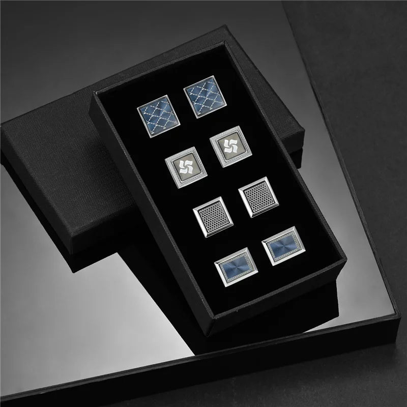 Man Shirt Cufflinks Copper Cufflinks For Mens Luxury Wedding Guests Gifts Round Square Fashion Jewelry Men Cuffs Links Tie Clip - Luzilly Bridal & Apparel