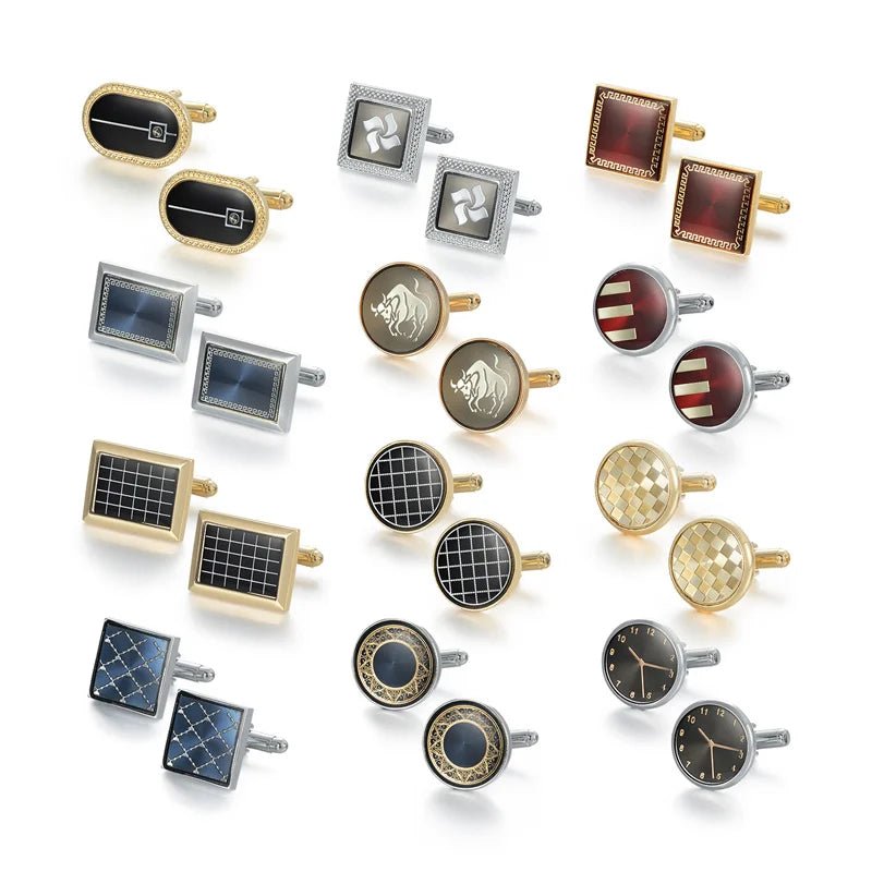 Man Shirt Cufflinks Copper Cufflinks For Mens Luxury Wedding Guests Gifts Round Square Fashion Jewelry Men Cuffs Links Tie Clip - Luzilly Bridal & Apparel
