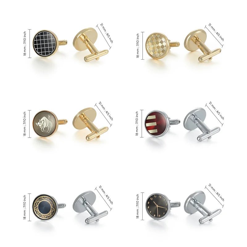Man Shirt Cufflinks Copper Cufflinks For Mens Luxury Wedding Guests Gifts Round Square Fashion Jewelry Men Cuffs Links Tie Clip - Luzilly Bridal & Apparel