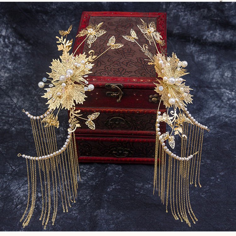 Maple Leaf Bridal Hair & Earring Set - Luzilly Bridal & Apparel