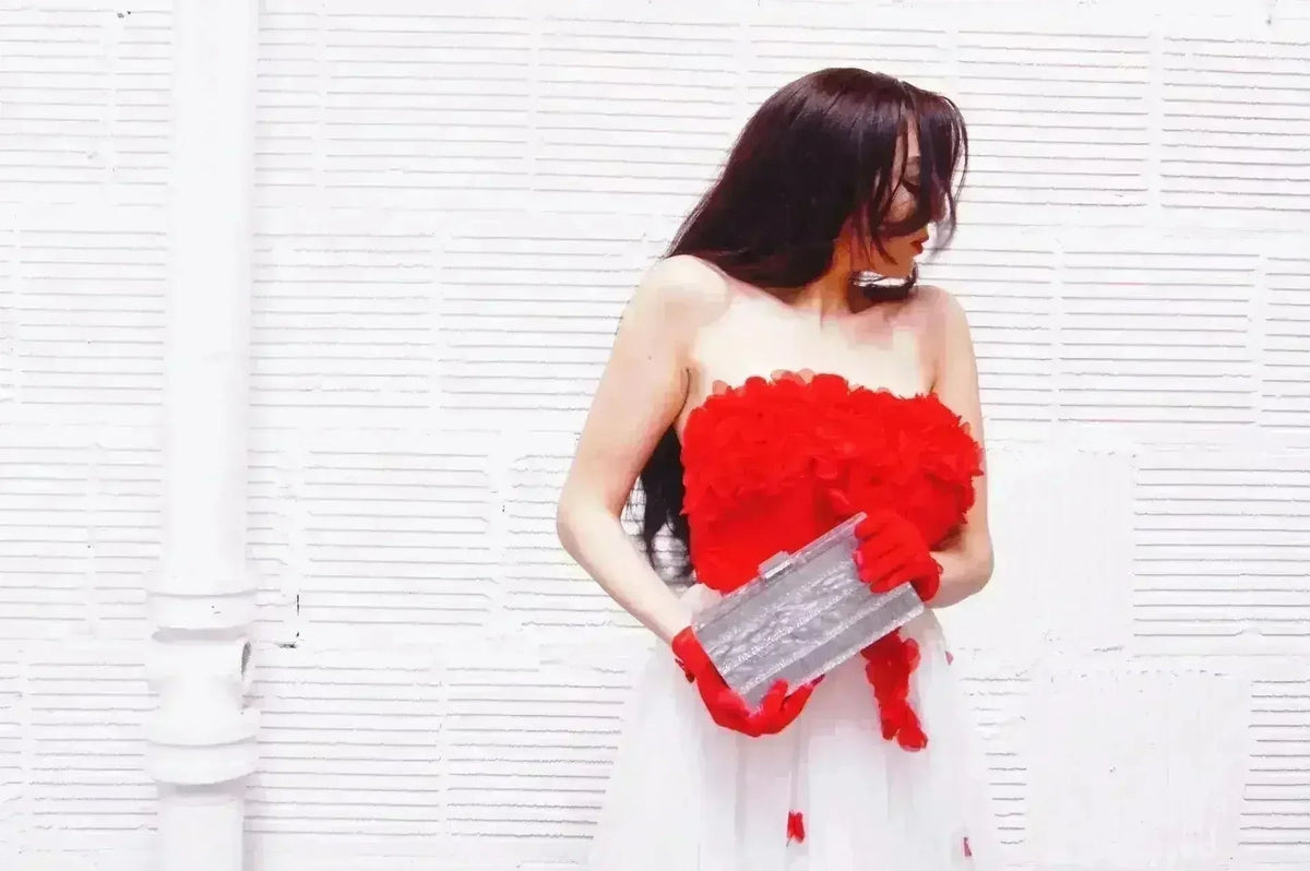 Marble Silver Stripe Box Clutch - Luzilly Bridal & Apparel