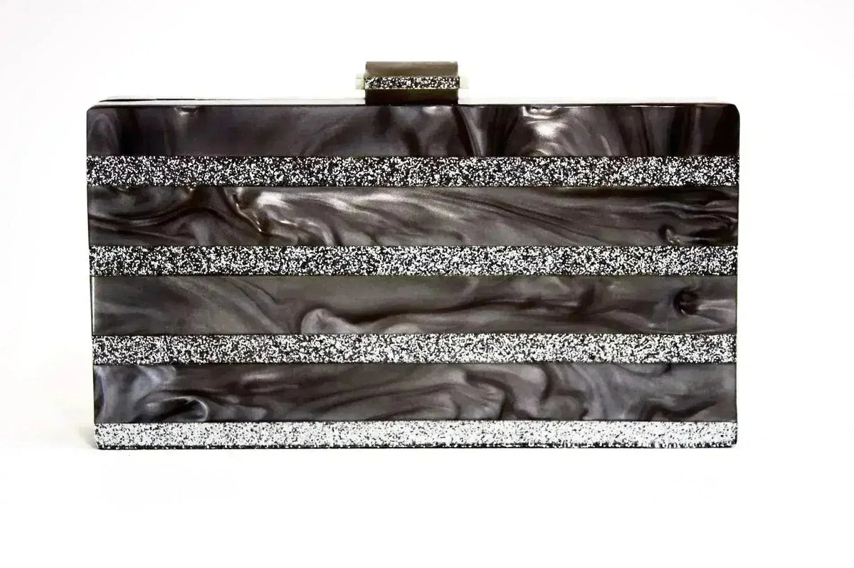 Marble Silver Stripe Box Clutch - Luzilly Bridal & Apparel