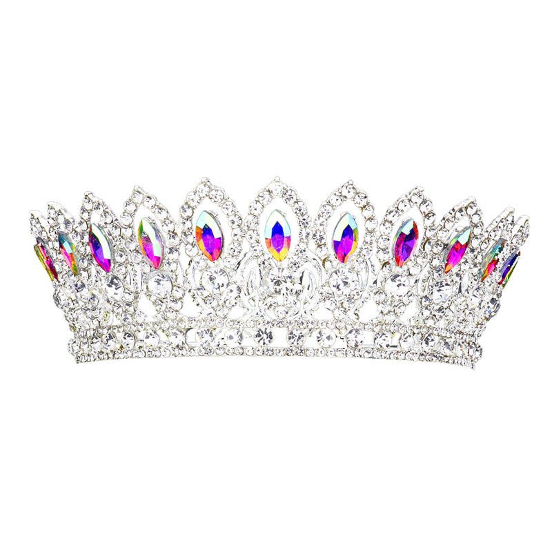 Marquise Stone Accented Pageant Crown Tiara - Luzilly Bridal & Apparel
