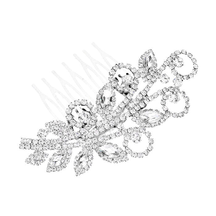 Marquise Stone Accented Wedding Bridal Rhinestone Hair Comb - Luzilly Bridal & Apparel